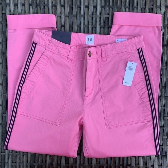 Gap Girlfriend Khaki - French Pink with Navy Side Stripes - Picture 10 of 16